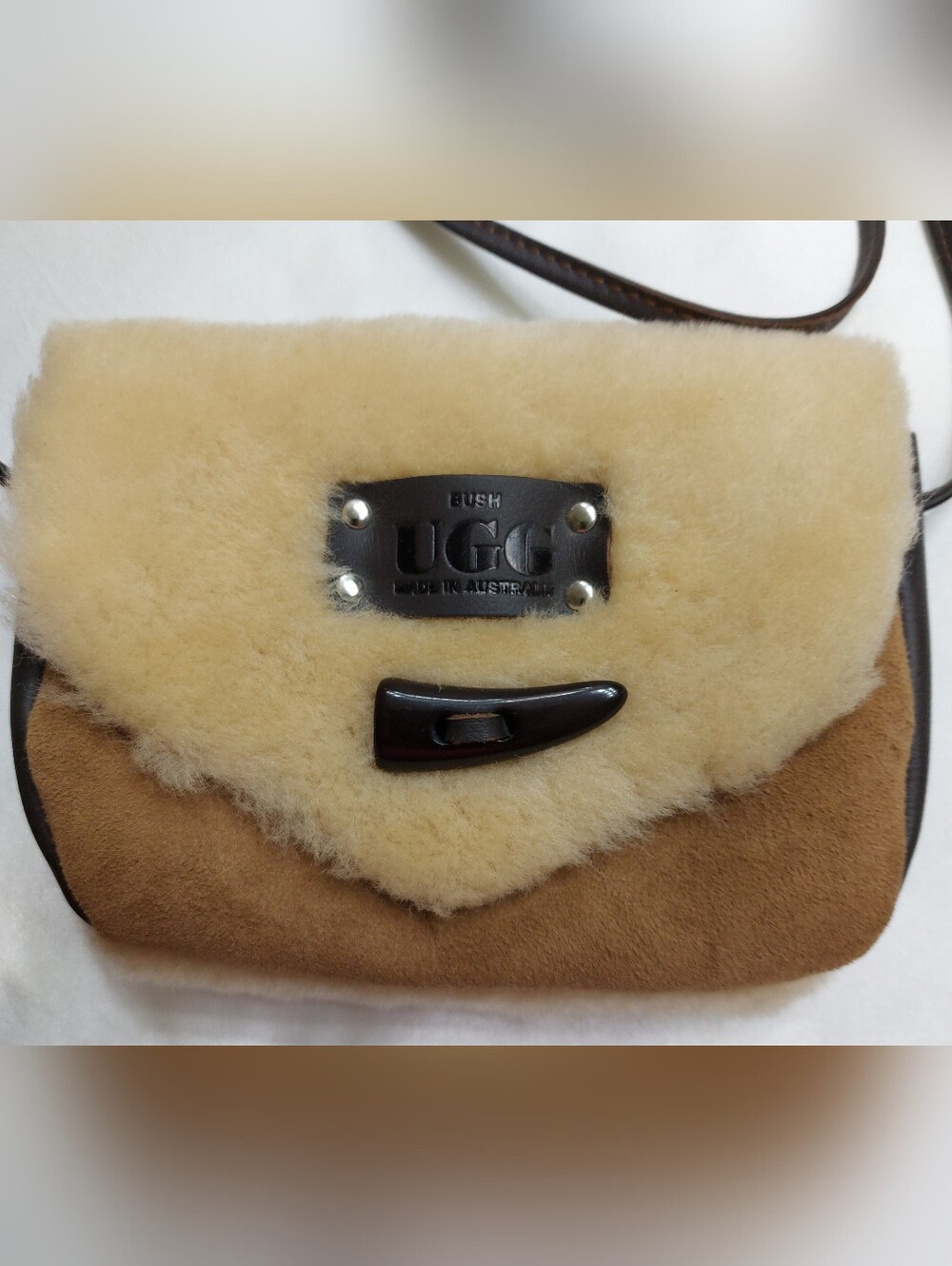 UGG- Chestnut Suede and Cream Shearling Crossbody Bag